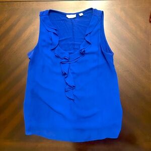 New York & Company Royal Blue Ruffle Blouse